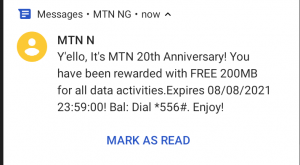 MTN Free Data 200MB